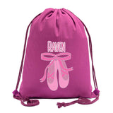 Custom Name and Ballerina Dance Shoes Cotton Drawstring Bag - Mato & Hash