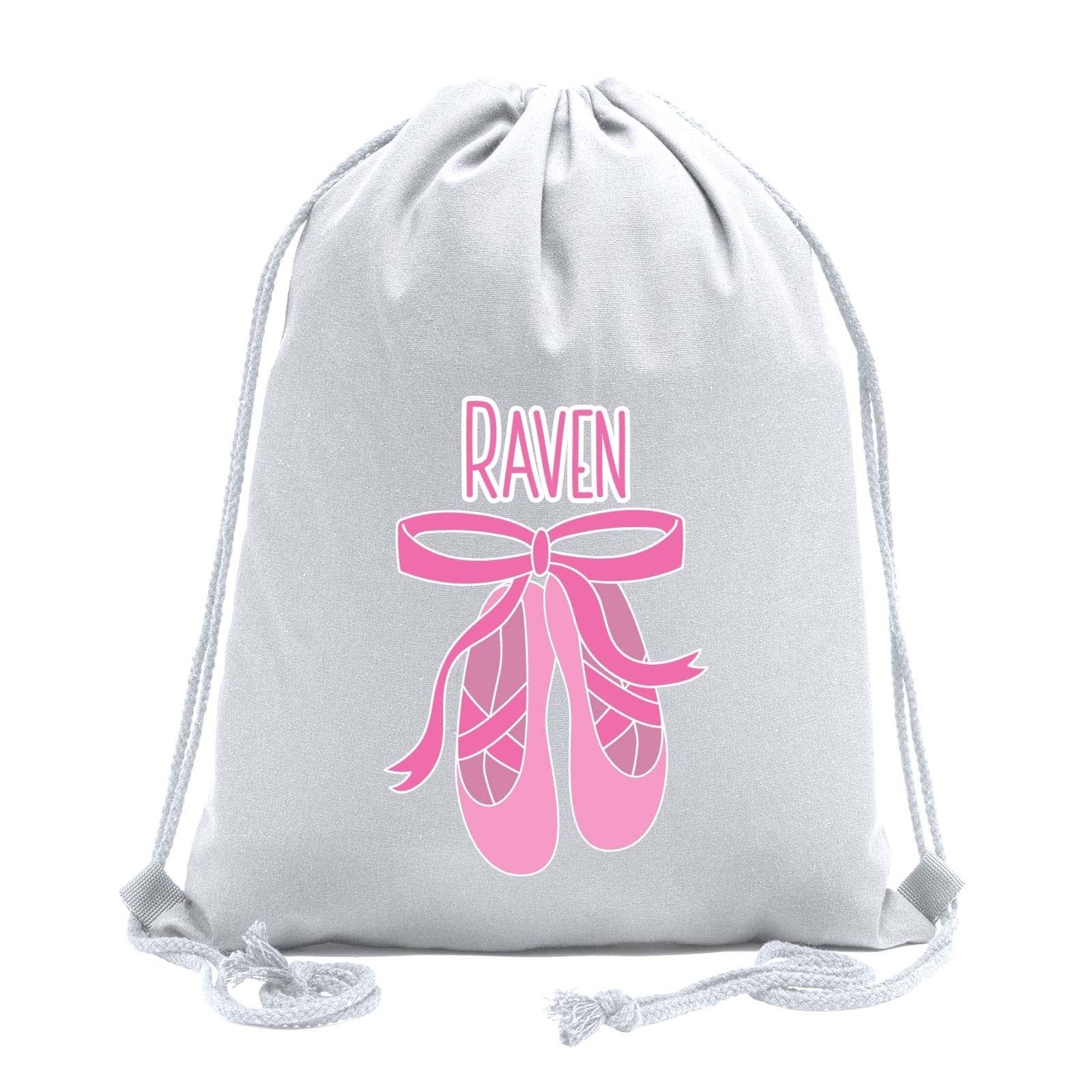 Custom Name and Ballerina Dance Shoes Cotton Drawstring Bag - Mato & Hash