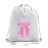 Custom Name and Ballerina Dance Shoes Cotton Drawstring Bag - Mato & Hash