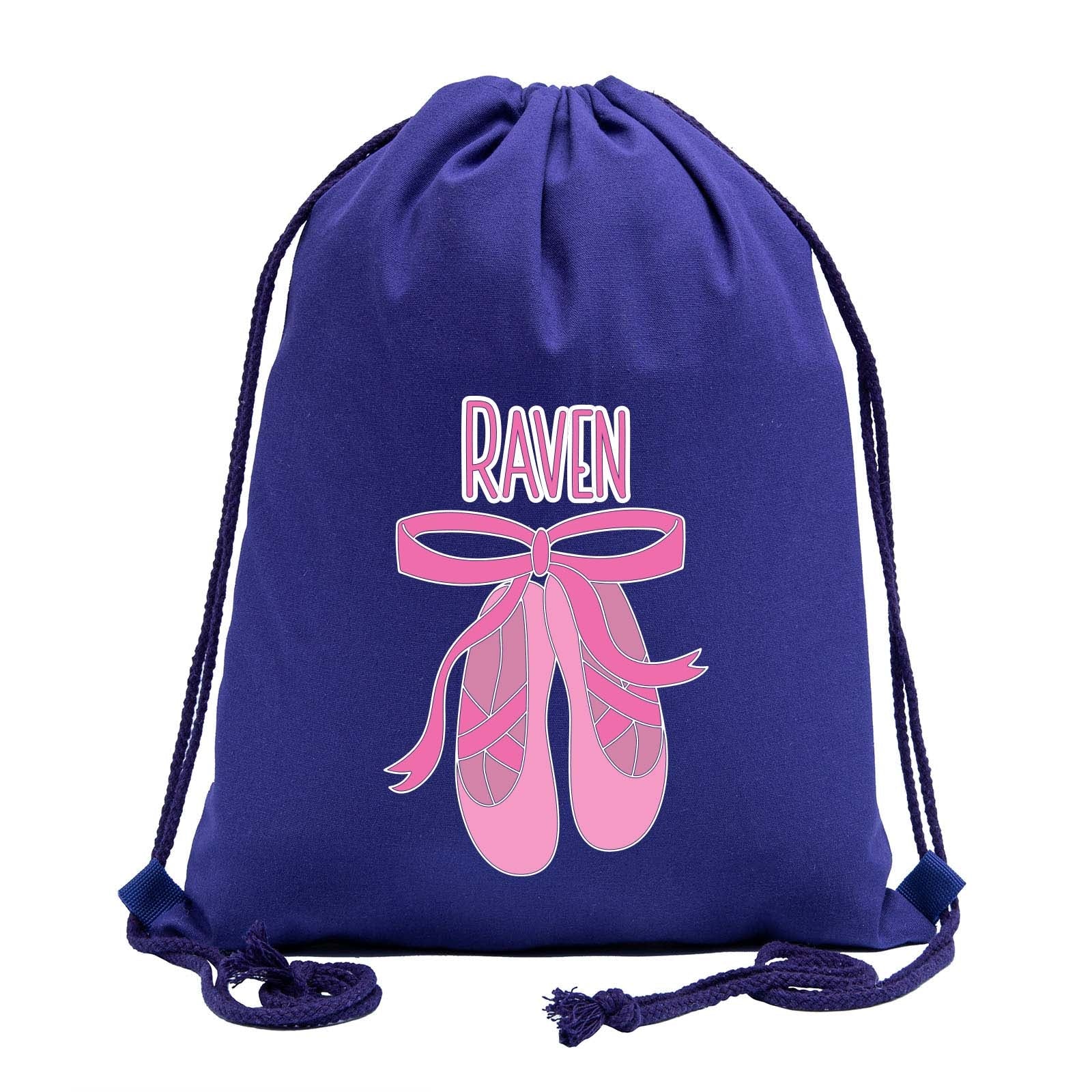 Custom Name and Ballerina Dance Shoes Cotton Drawstring Bag - Mato & Hash