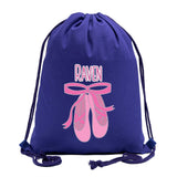 Custom Name and Ballerina Dance Shoes Cotton Drawstring Bag - Mato & Hash
