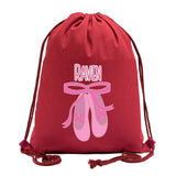 Custom Name and Ballerina Dance Shoes Cotton Drawstring Bag - Mato & Hash