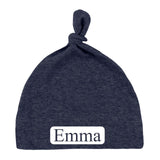 Custom Name (Text in Block) Baby Hat w/ Adjustable Top Knot - Mato & Hash