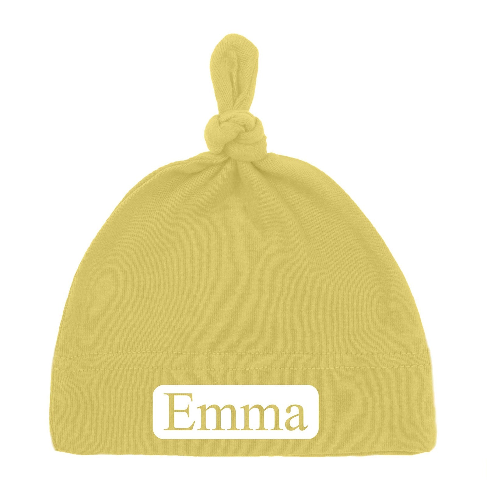 Custom Name (Text in Block) Baby Hat w/ Adjustable Top Knot - Mato & Hash
