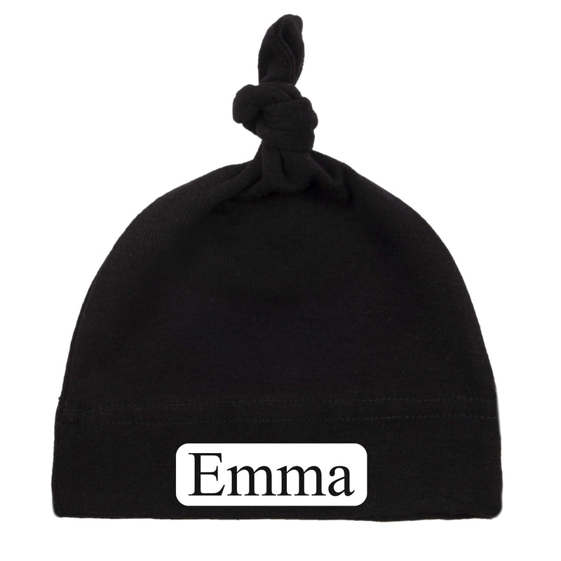 Custom Name (Text in Block) Baby Hat w/ Adjustable Top Knot - Mato & Hash
