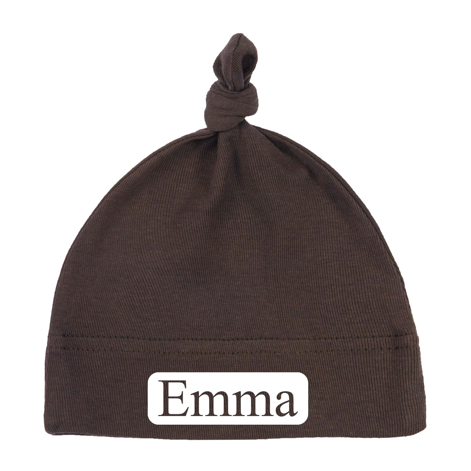 Custom Name (Text in Block) Baby Hat w/ Adjustable Top Knot - Mato & Hash