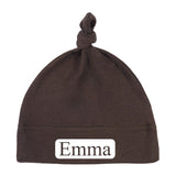 Custom Name (Text in Block) Baby Hat w/ Adjustable Top Knot - Mato & Hash