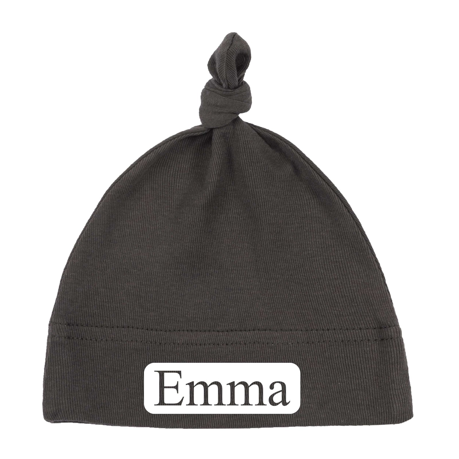 Custom Name (Text in Block) Baby Hat w/ Adjustable Top Knot - Mato & Hash