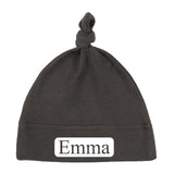Custom Name (Text in Block) Baby Hat w/ Adjustable Top Knot - Mato & Hash