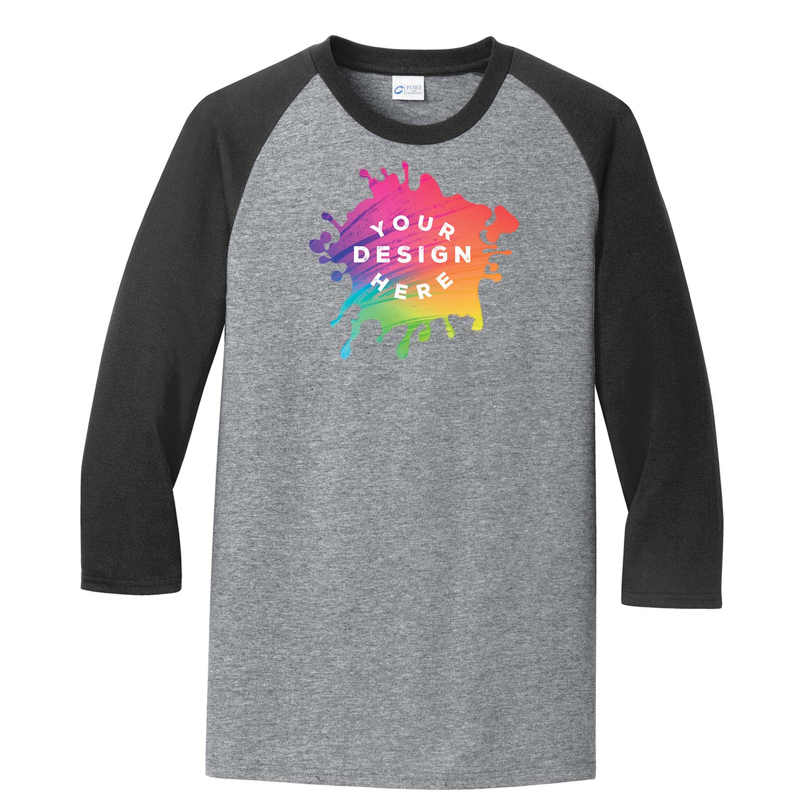 Custom Port and Company Core Blend 3/4 Sleeve Raglan Tee - Mato & Hash