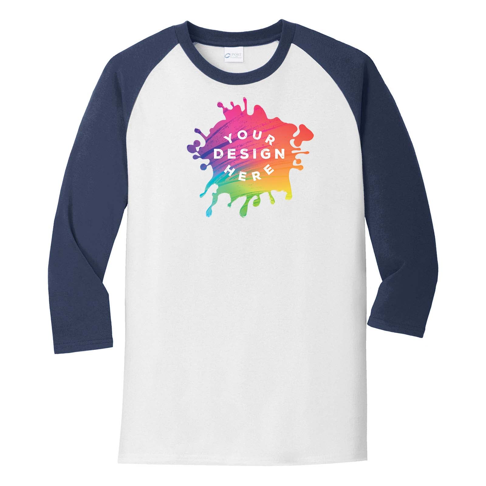 Custom Port and Company Core Blend 3/4 Sleeve Raglan Tee - Mato & Hash