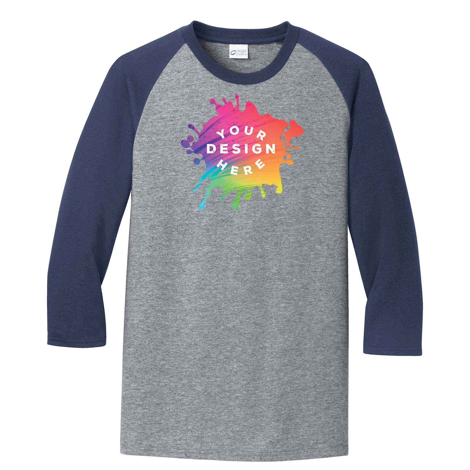 Custom Port and Company Core Blend 3/4 Sleeve Raglan Tee - Mato & Hash