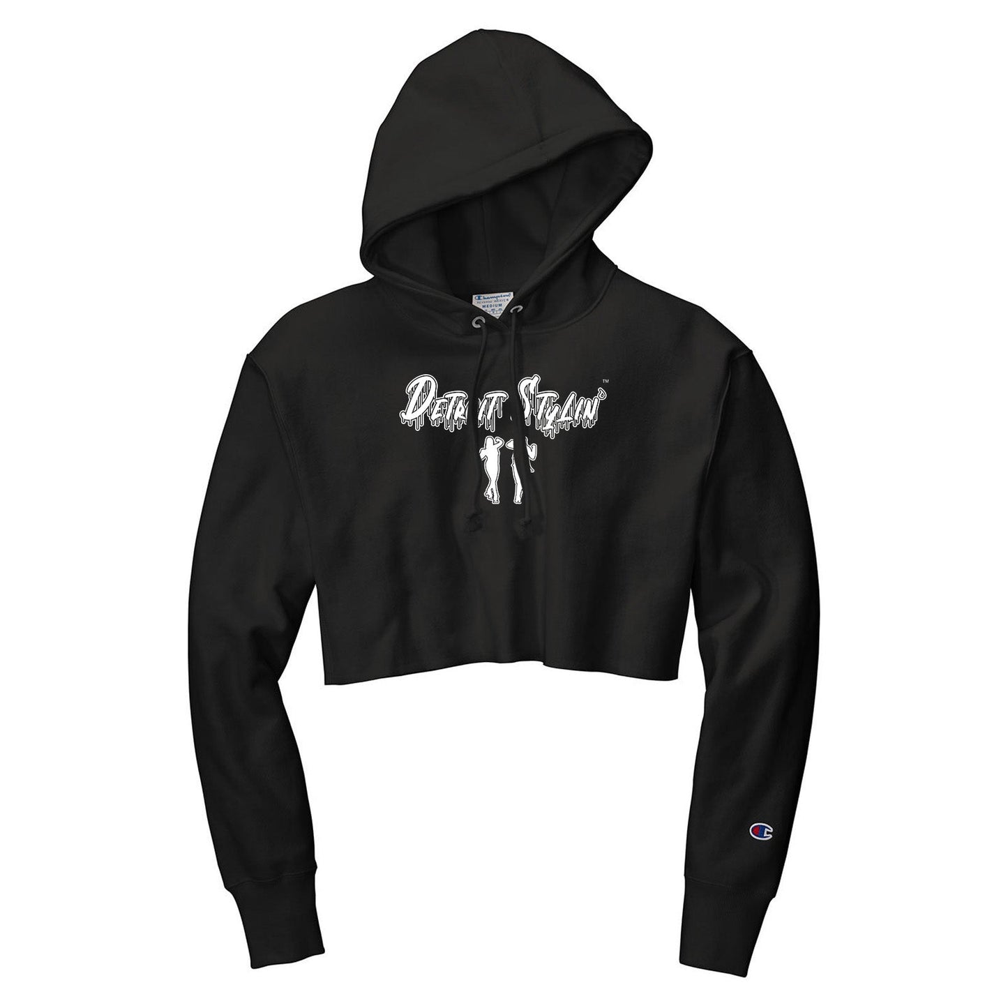 Detroit Stylin Champion Womens Reverse Weave® Cropped Cut-Off Hooded Sweatshirt Printed - Mato & Hash