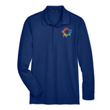 Devon & Jones CrownLux Performance Polyester/Cotton Blend Men's Plaited Long Sleeve Polo T-Shirt Embroidery - Mato & Hash