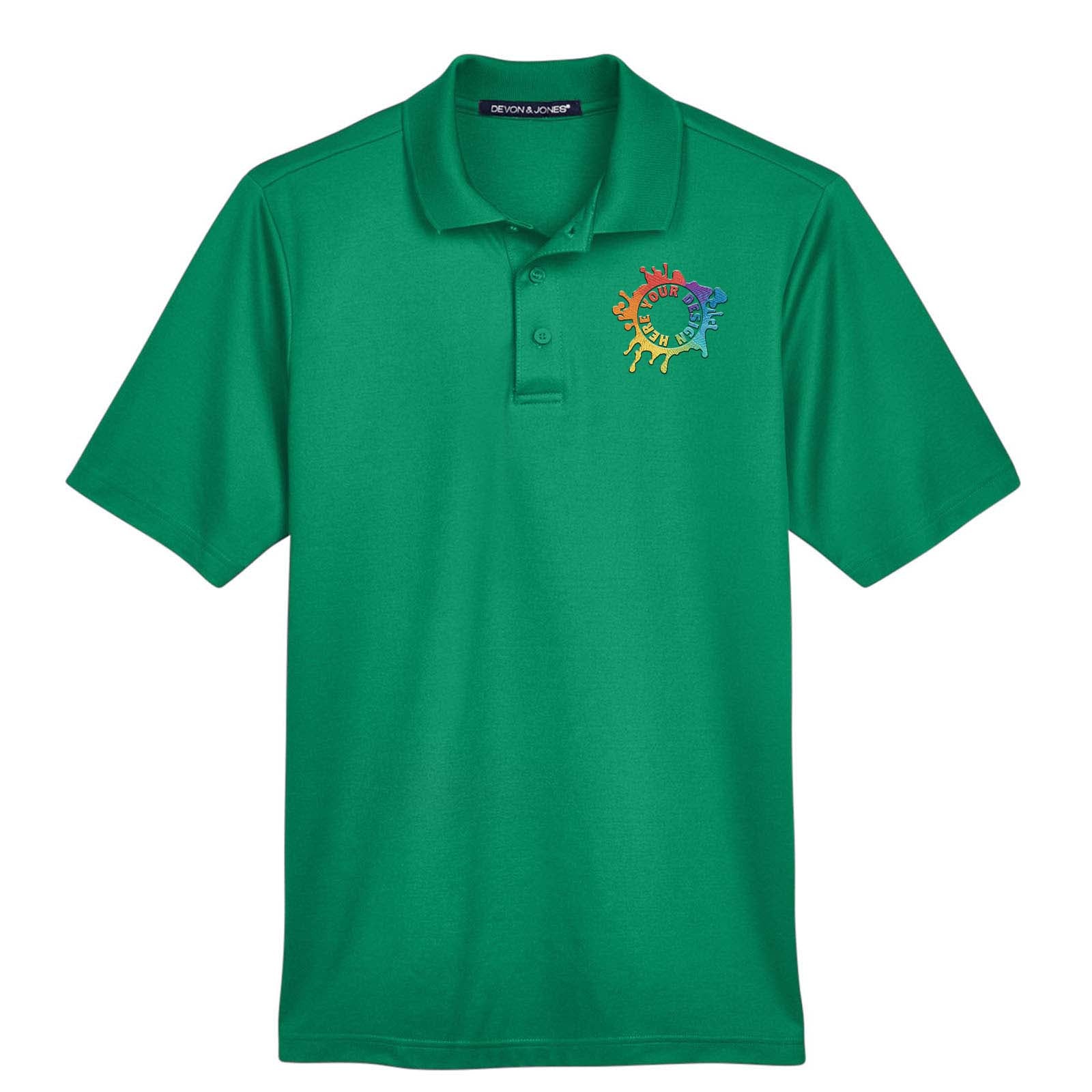 Devon & Jones CrownLux Performance Polyester/Cotton Blend Men's Plaited Polo T-Shirt Embroidery - Mato & Hash