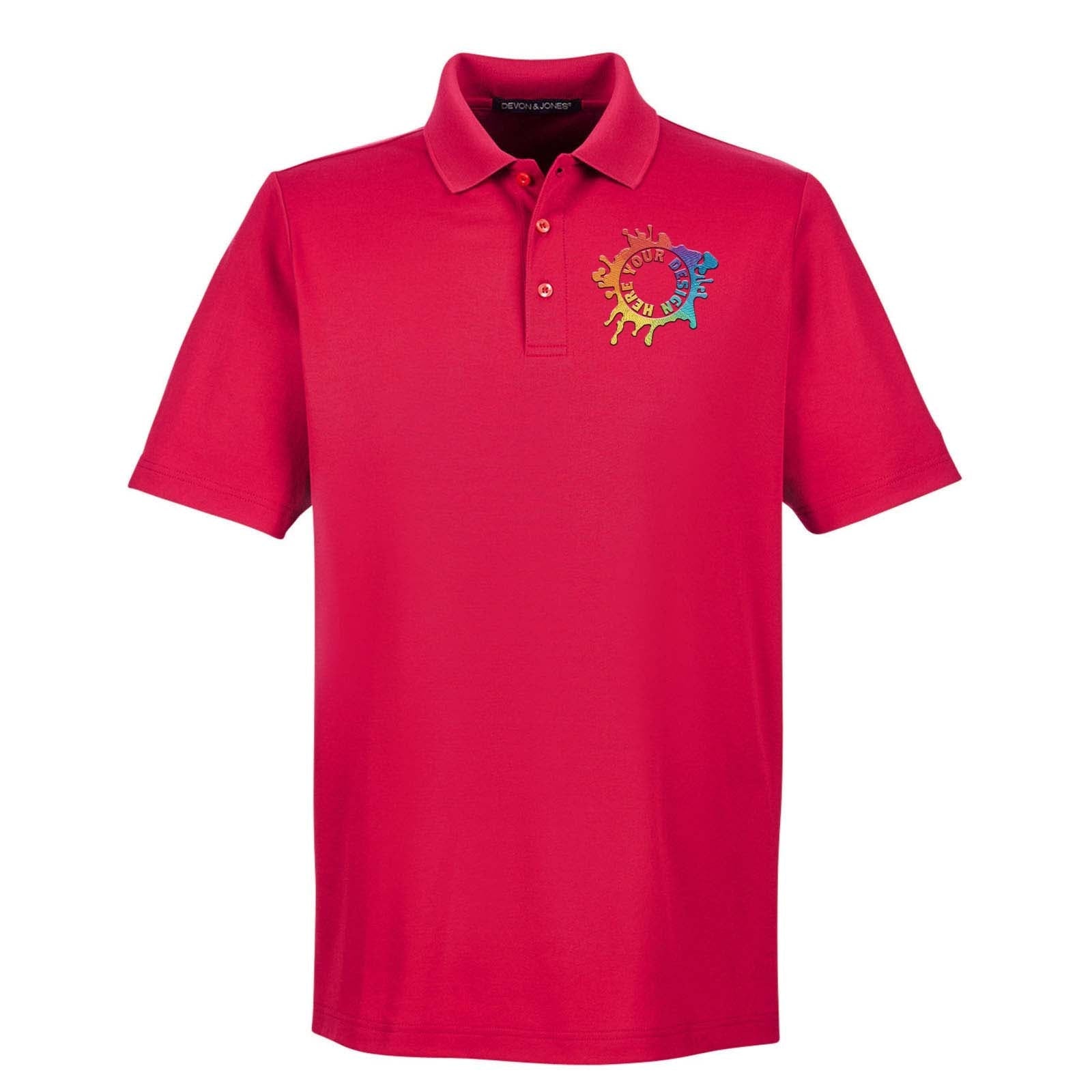 Devon & Jones CrownLux Performance Polyester/Cotton Blend Men's Plaited Polo T-Shirt Embroidery - Mato & Hash