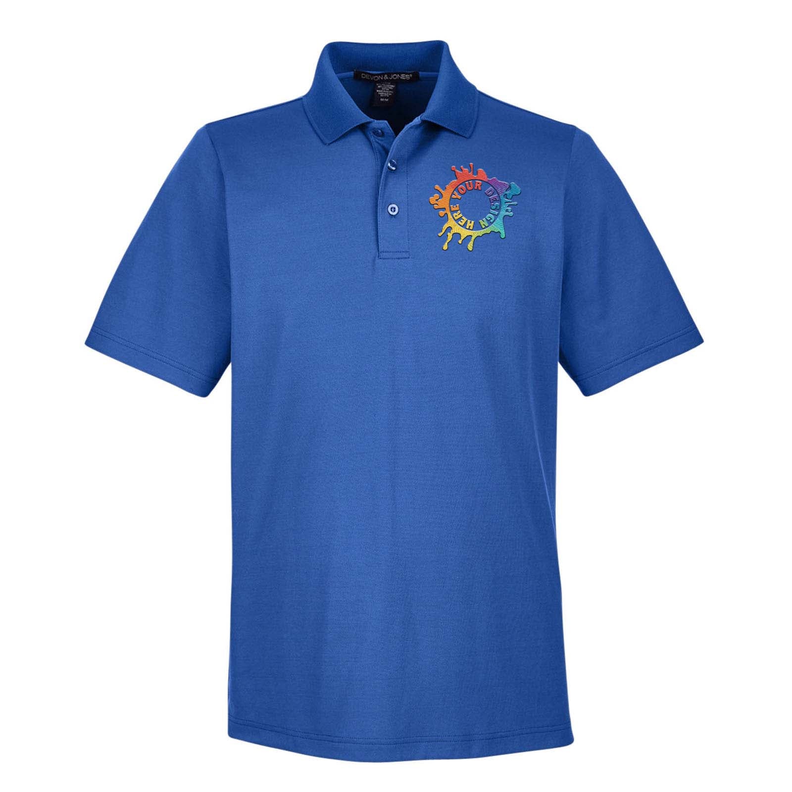 Devon & Jones CrownLux Performance Polyester/Cotton Blend Men's Plaited Polo T-Shirt Embroidery - Mato & Hash