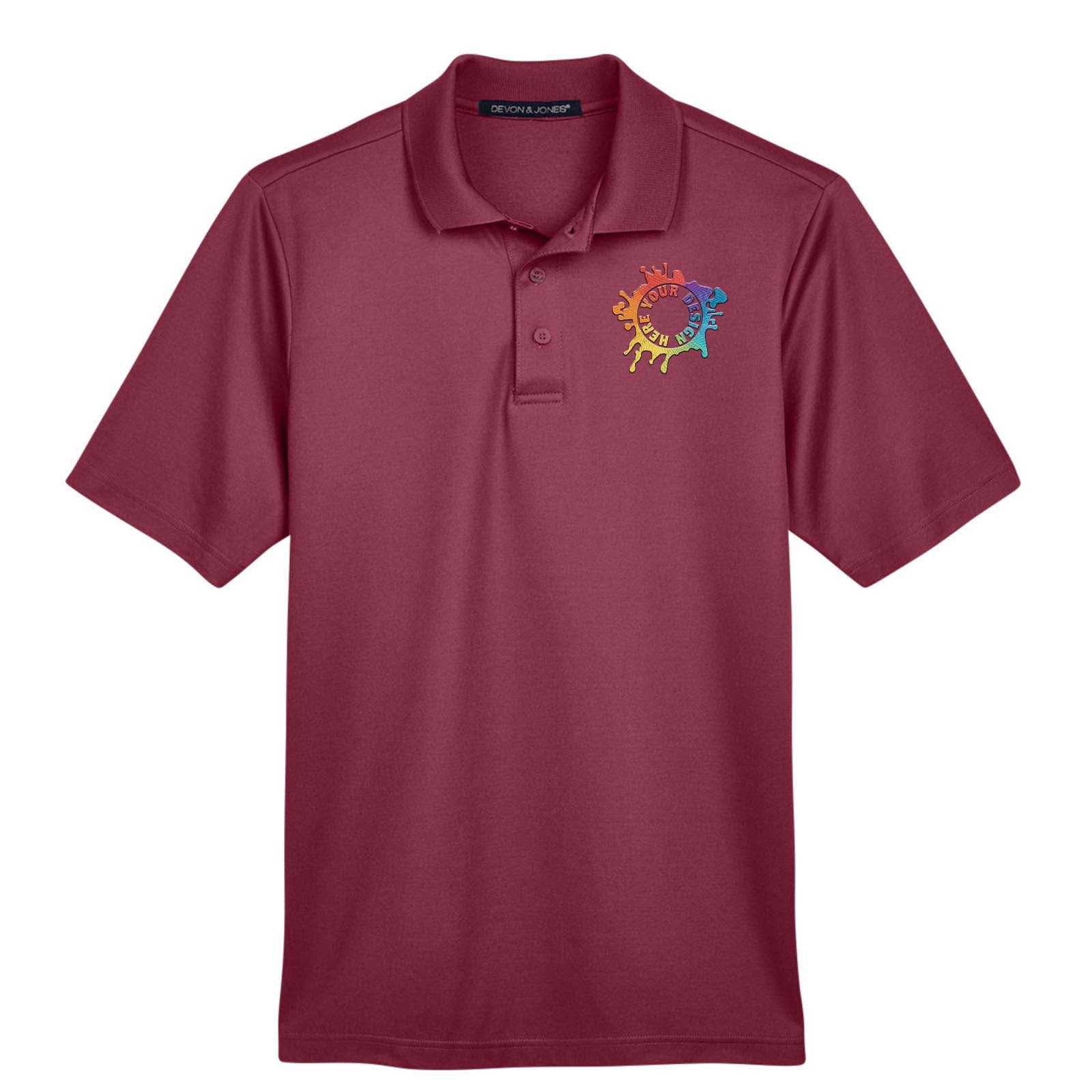 Devon & Jones CrownLux Performance Polyester/Cotton Blend Men's Plaited Polo T-Shirt Embroidery - Mato & Hash