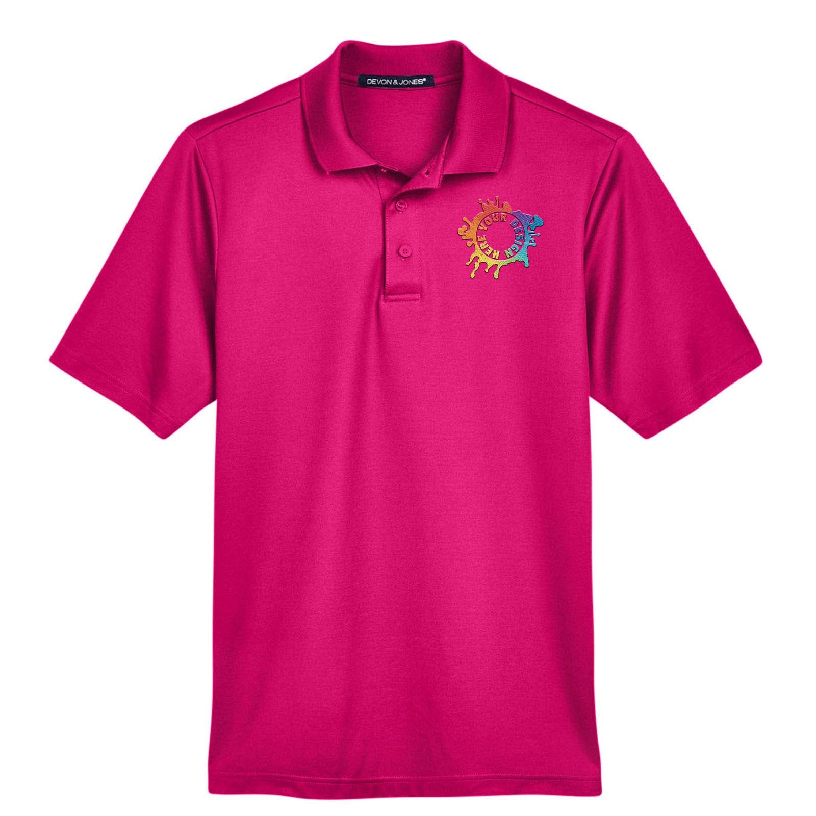 Devon & Jones CrownLux Performance Polyester/Cotton Blend Men's Plaited Polo T-Shirt Embroidery - Mato & Hash