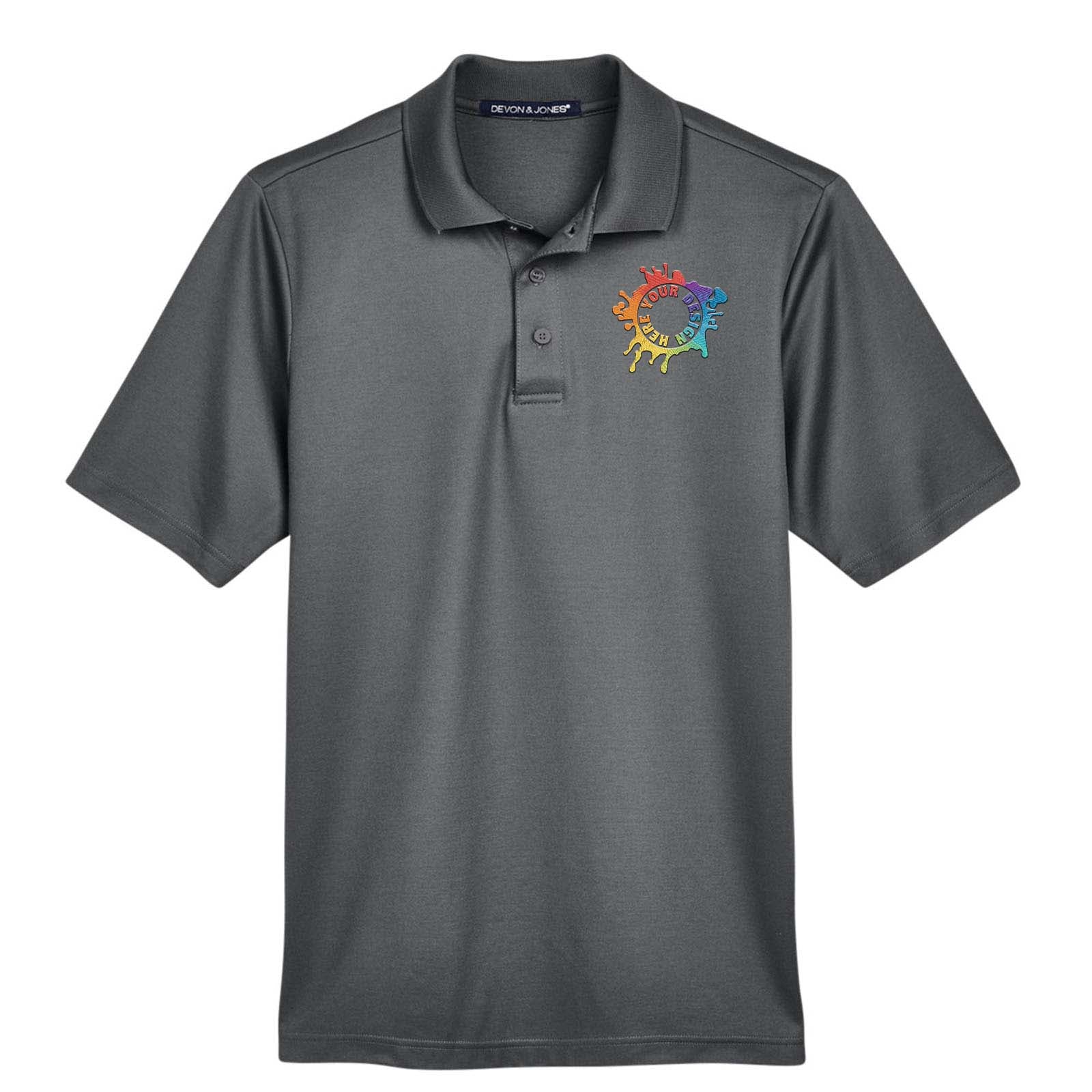 Devon & Jones CrownLux Performance Polyester/Cotton Blend Men's Plaited Polo T-Shirt Embroidery - Mato & Hash