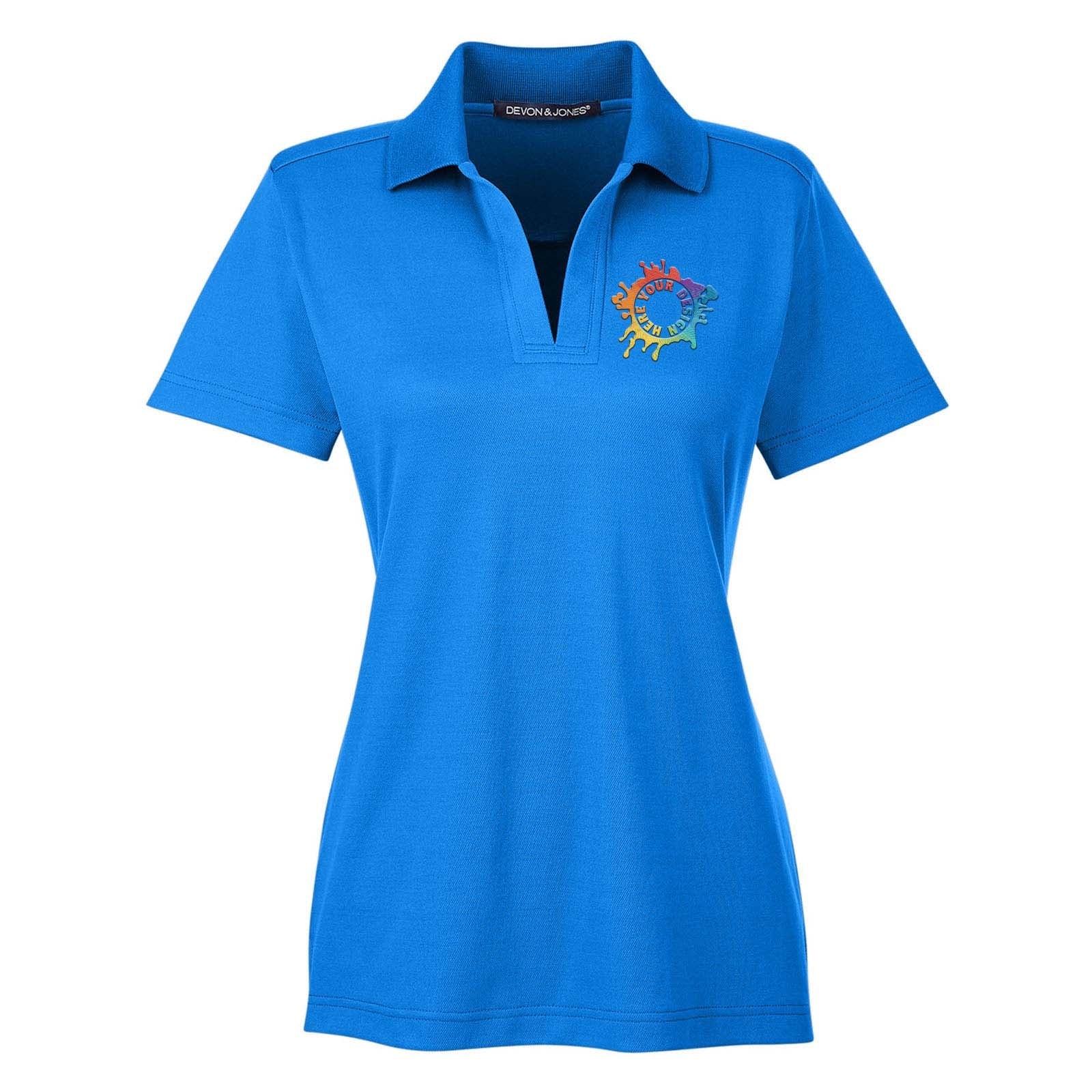 Devon & Jones CrownLux Performance Polyester/Cotton Blend Women's Plaited Polo T-Shirt Embroidery - Mato & Hash