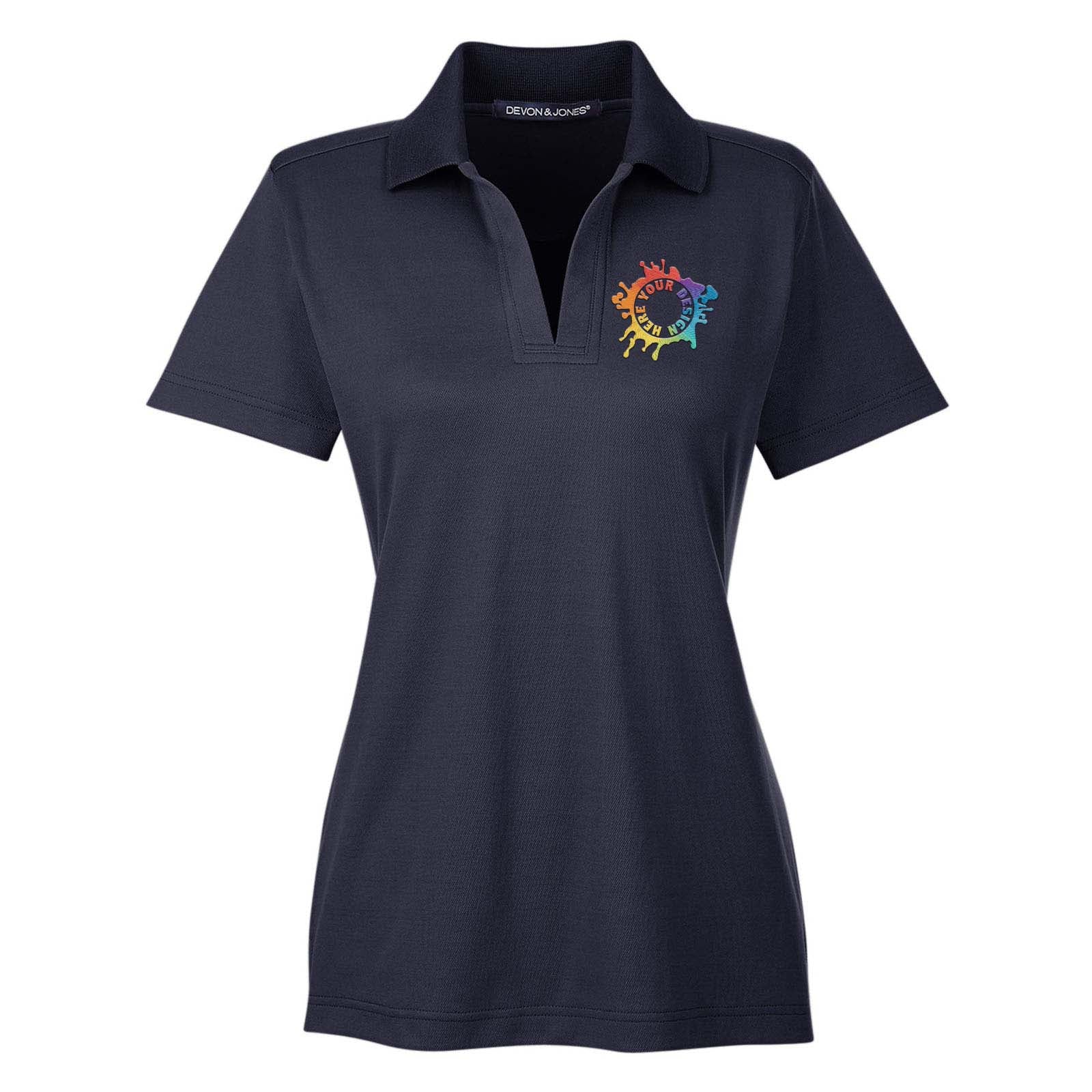 Devon & Jones CrownLux Performance Polyester/Cotton Blend Women's Plaited Polo T-Shirt Embroidery - Mato & Hash