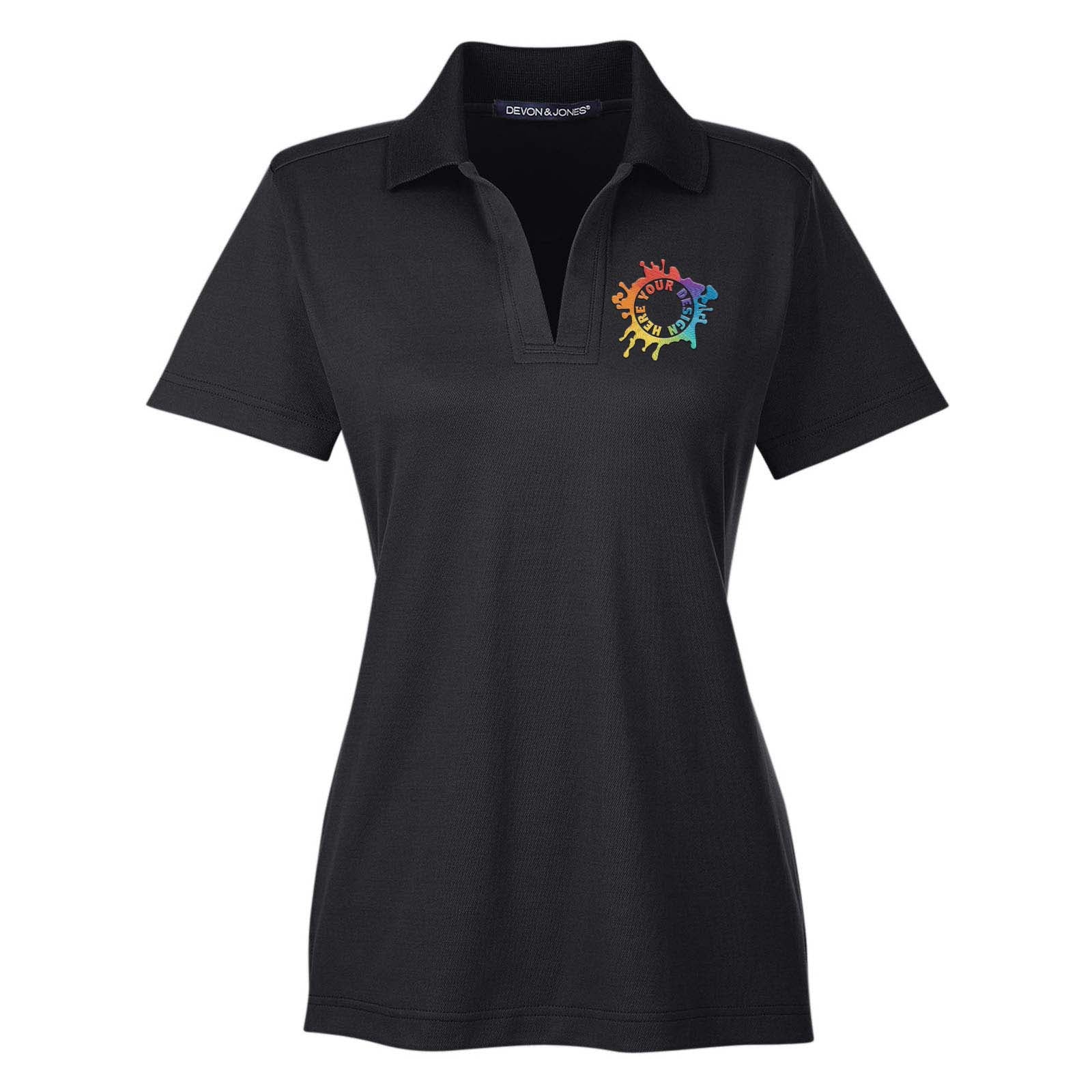 Devon & Jones CrownLux Performance Polyester/Cotton Blend Women's Plaited Polo T-Shirt Embroidery - Mato & Hash