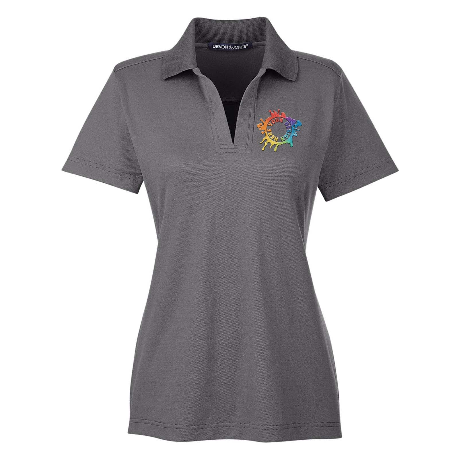 Devon & Jones CrownLux Performance Polyester/Cotton Blend Women's Plaited Polo T-Shirt Embroidery - Mato & Hash