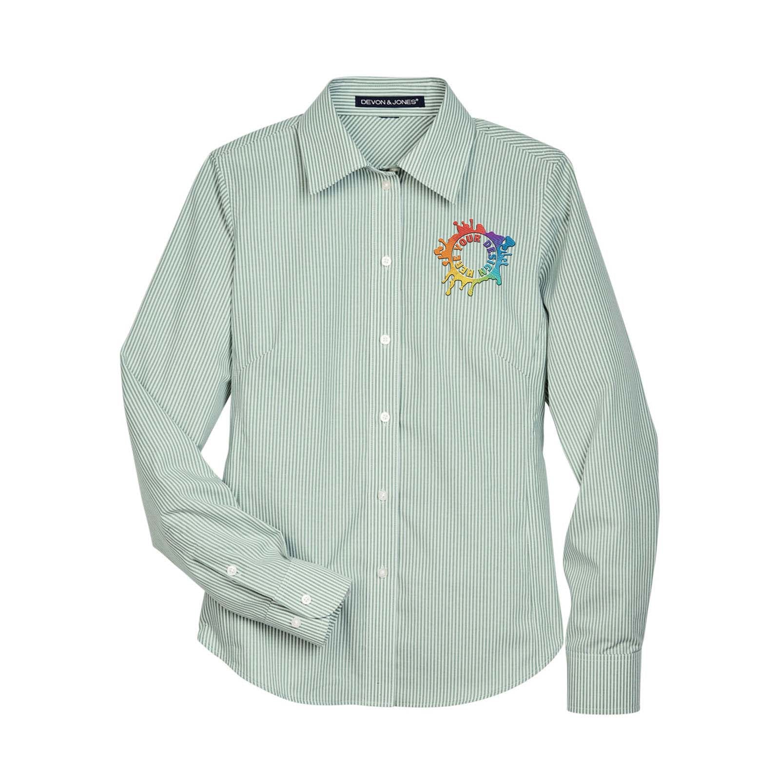 Devon & Jones Ladies' Crown Woven Collection® Banker Stripe Embroidery - Mato & Hash