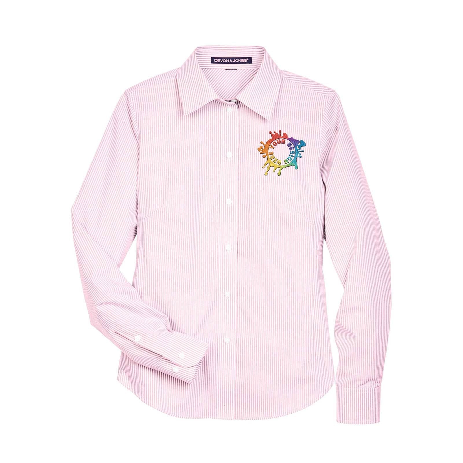 Devon & Jones Ladies' Crown Woven Collection® Banker Stripe Embroidery - Mato & Hash