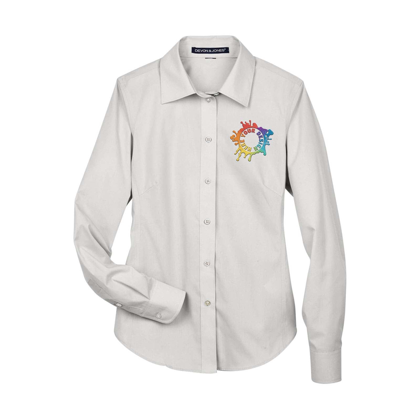 Devon & Jones Ladies' Crown Woven Collection® Solid Broadcloth Embroidery - Mato & Hash