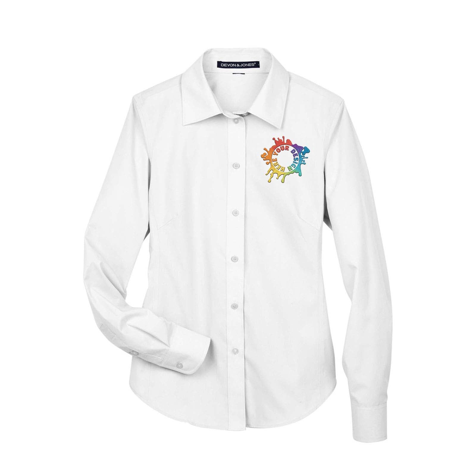 Devon & Jones Ladies' Crown Woven Collection® Solid Broadcloth Embroidery - Mato & Hash