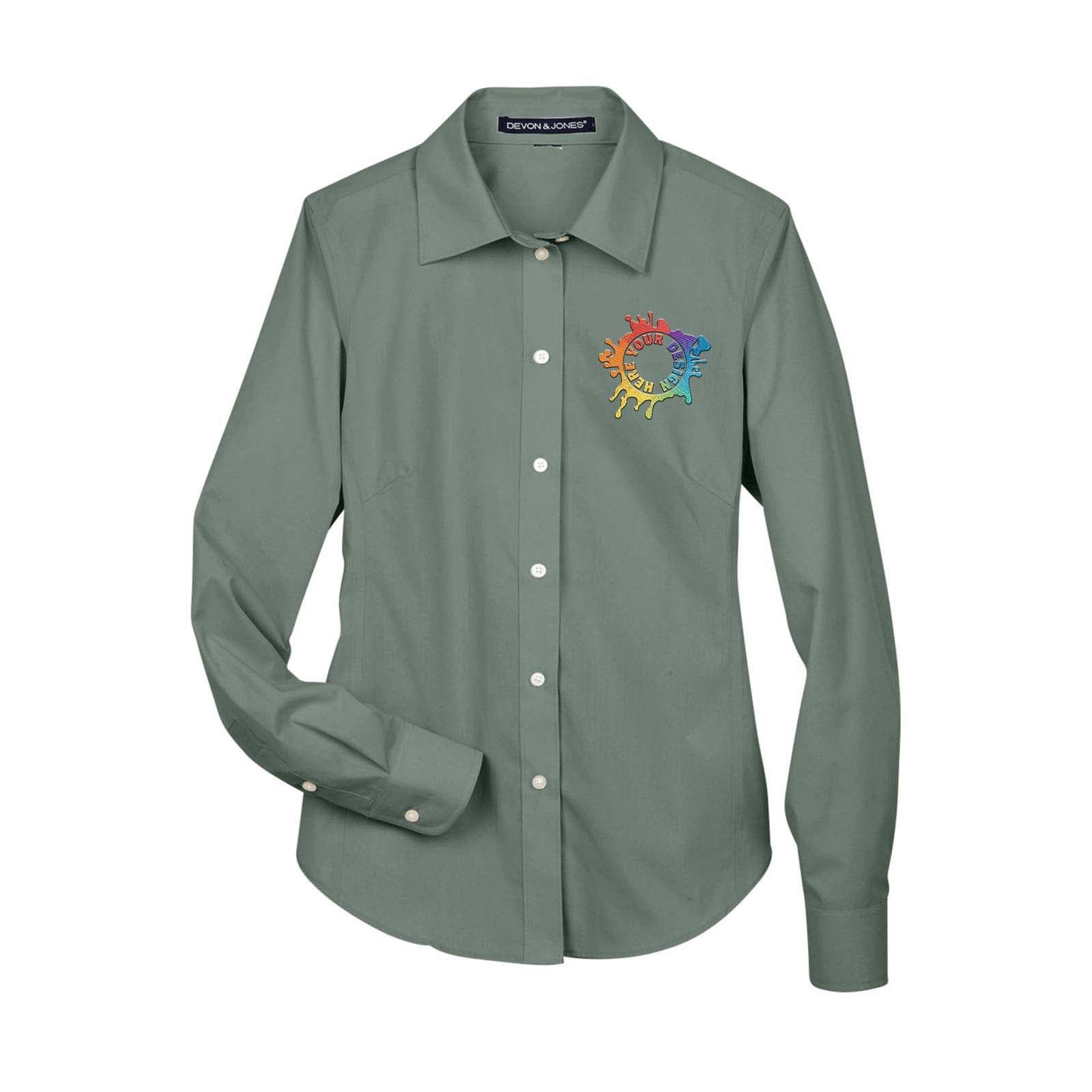 Devon & Jones Ladies' Crown Woven Collection® Solid Broadcloth Embroidery - Mato & Hash