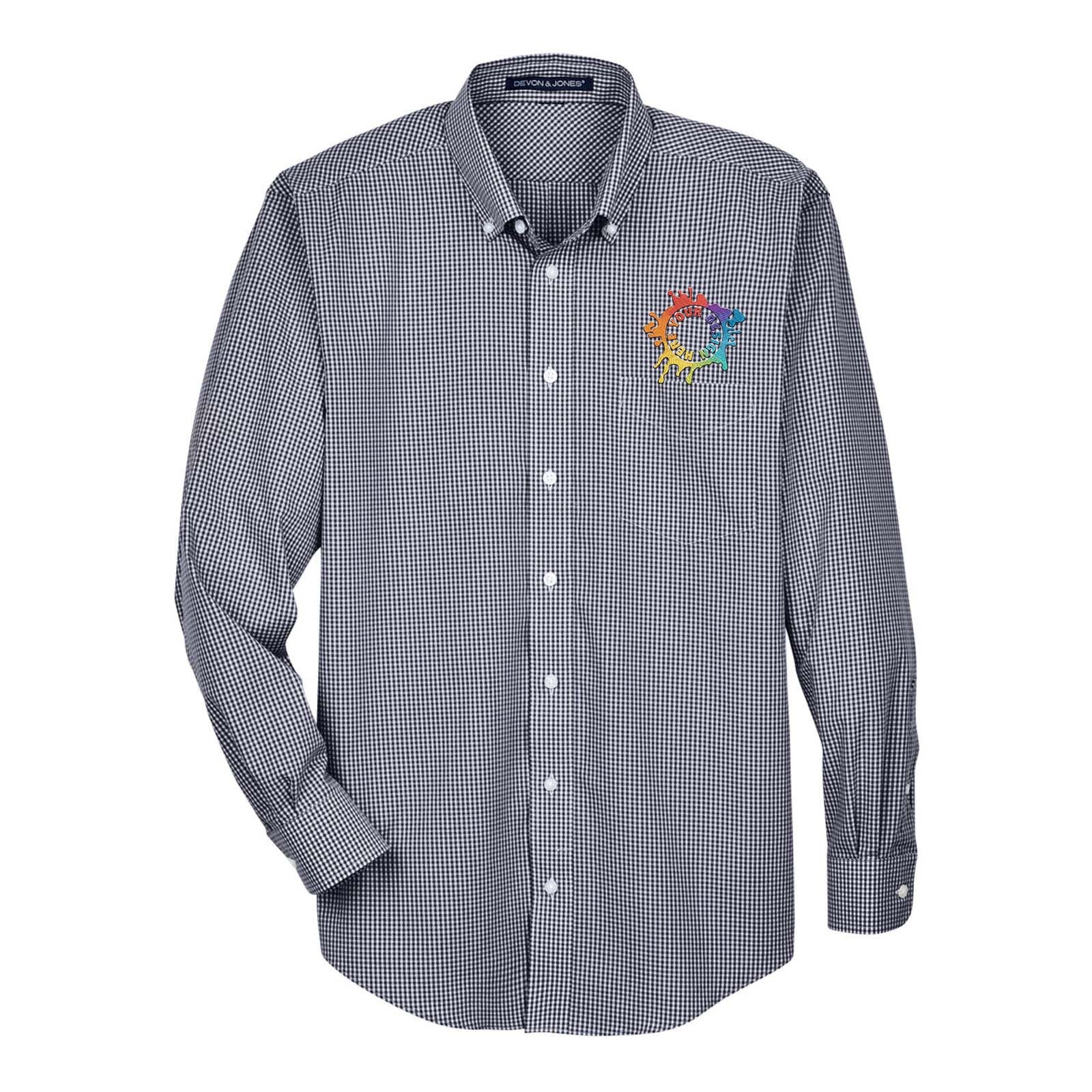 Devon & Jones Men's Crown Woven Collection® Gingham Check Embroidery - Mato & Hash