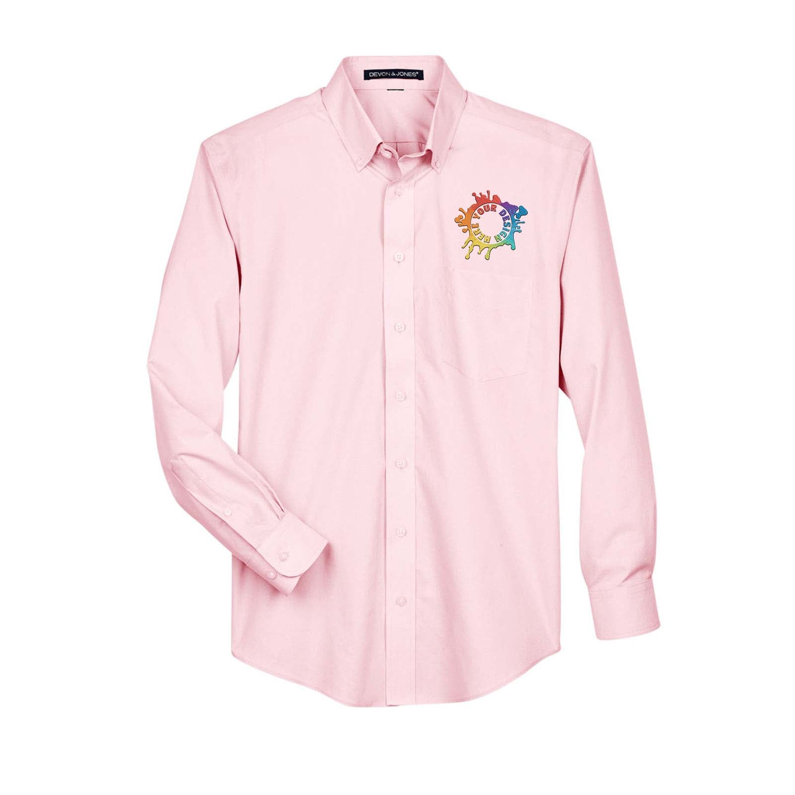 Devon & Jones Men's Crown Woven Collection® Solid Broadcloth Embroidery - Mato & Hash