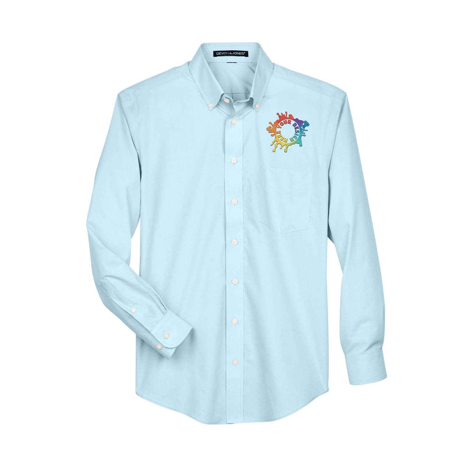 Devon & Jones Men's Crown Woven Collection® Solid Broadcloth Embroidery - Mato & Hash