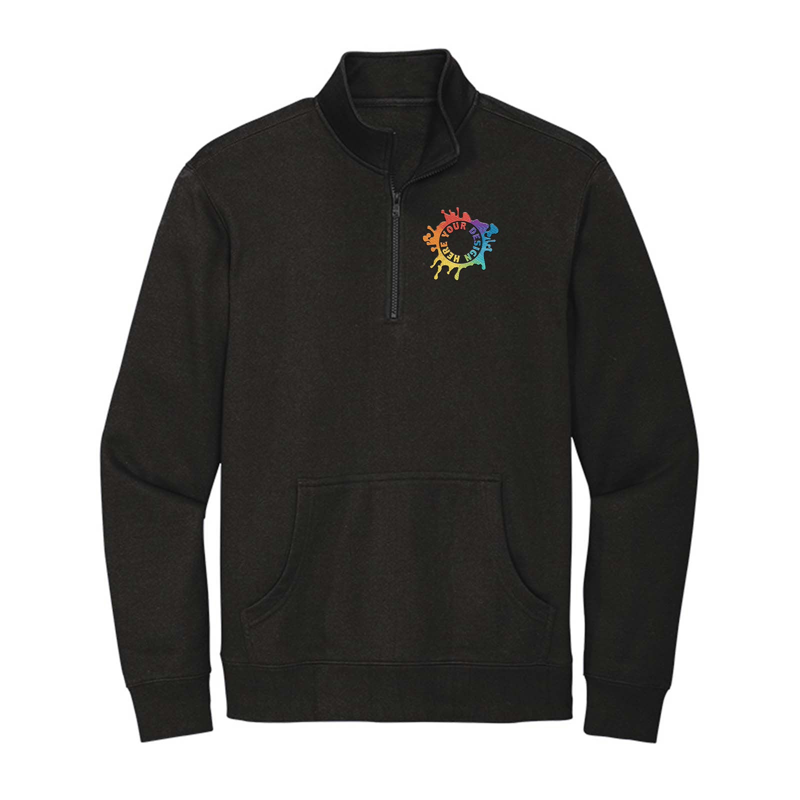 District V.I.T. Men's Cotton/Polyester Fleece 1/4-Zip Sweatshirt Embroidery - Mato & Hash