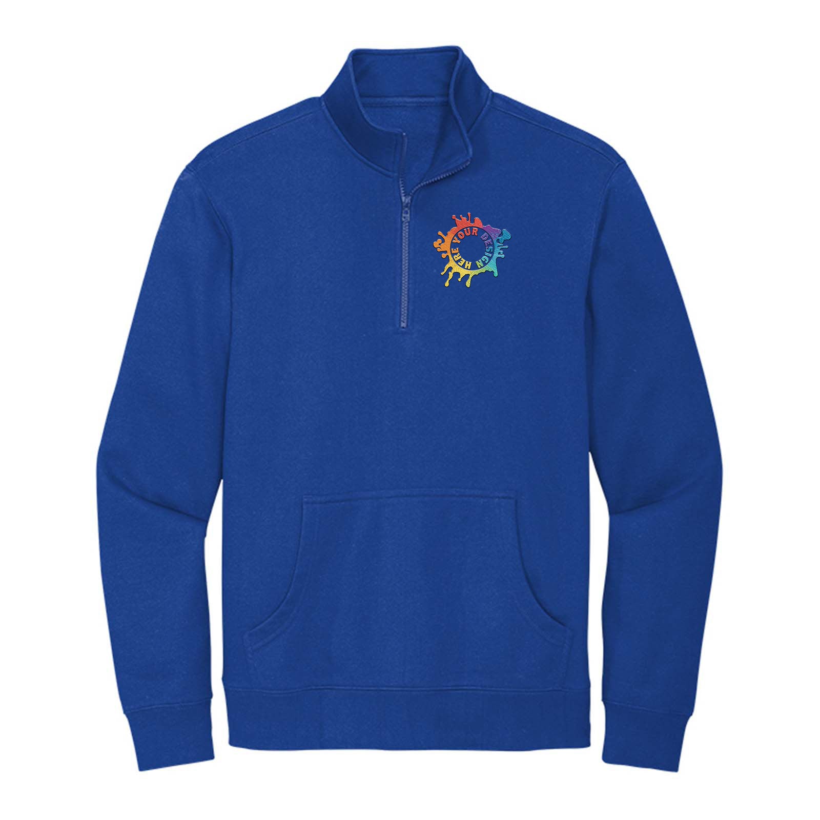 District V.I.T. Men's Cotton/Polyester Fleece 1/4-Zip Sweatshirt Embroidery - Mato & Hash