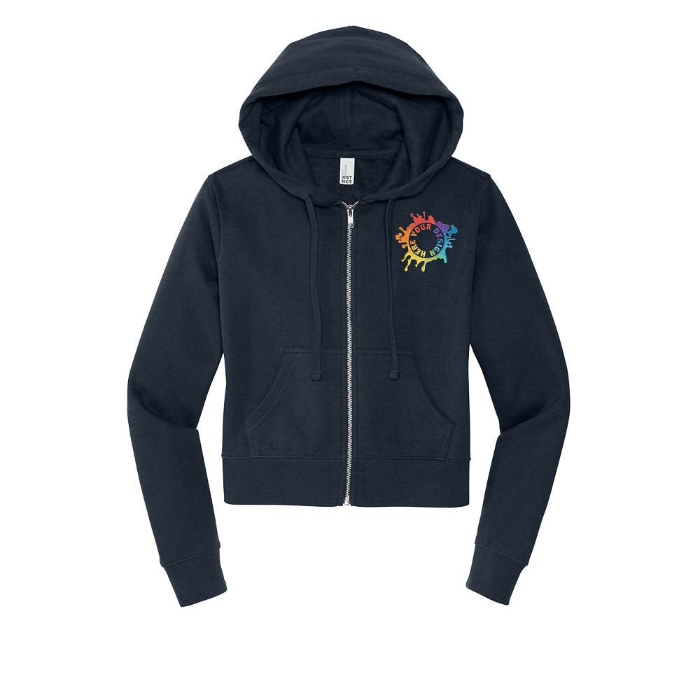 District V.I.T. Women's Cotton/Polyester Fleece Full-Zip Hooded Sweatshirt Embroidery - Mato & Hash