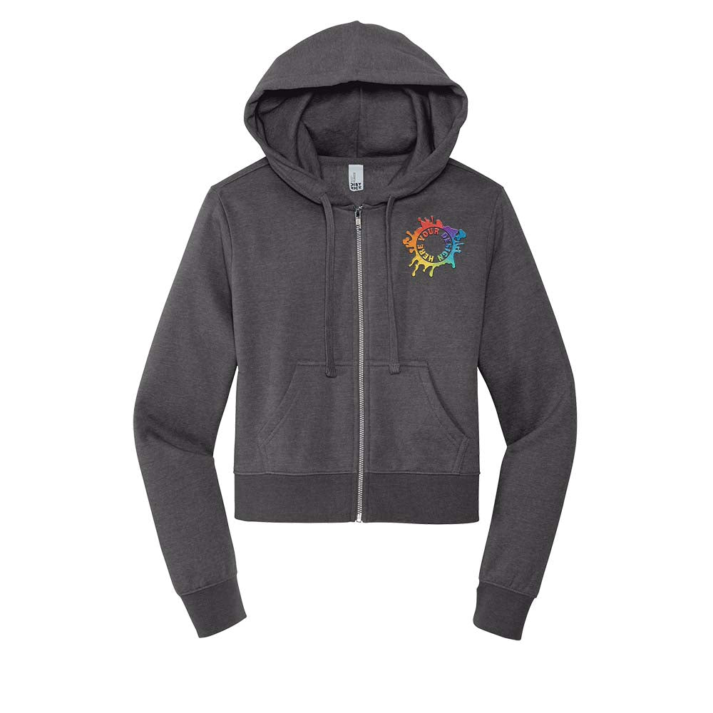 District V.I.T. Women's Cotton/Polyester Fleece Full-Zip Hooded Sweatshirt Embroidery - Mato & Hash