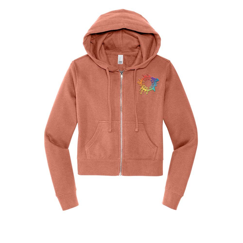 District V.I.T. Women's Cotton/Polyester Fleece Full-Zip Hooded Sweatshirt Embroidery - Mato & Hash