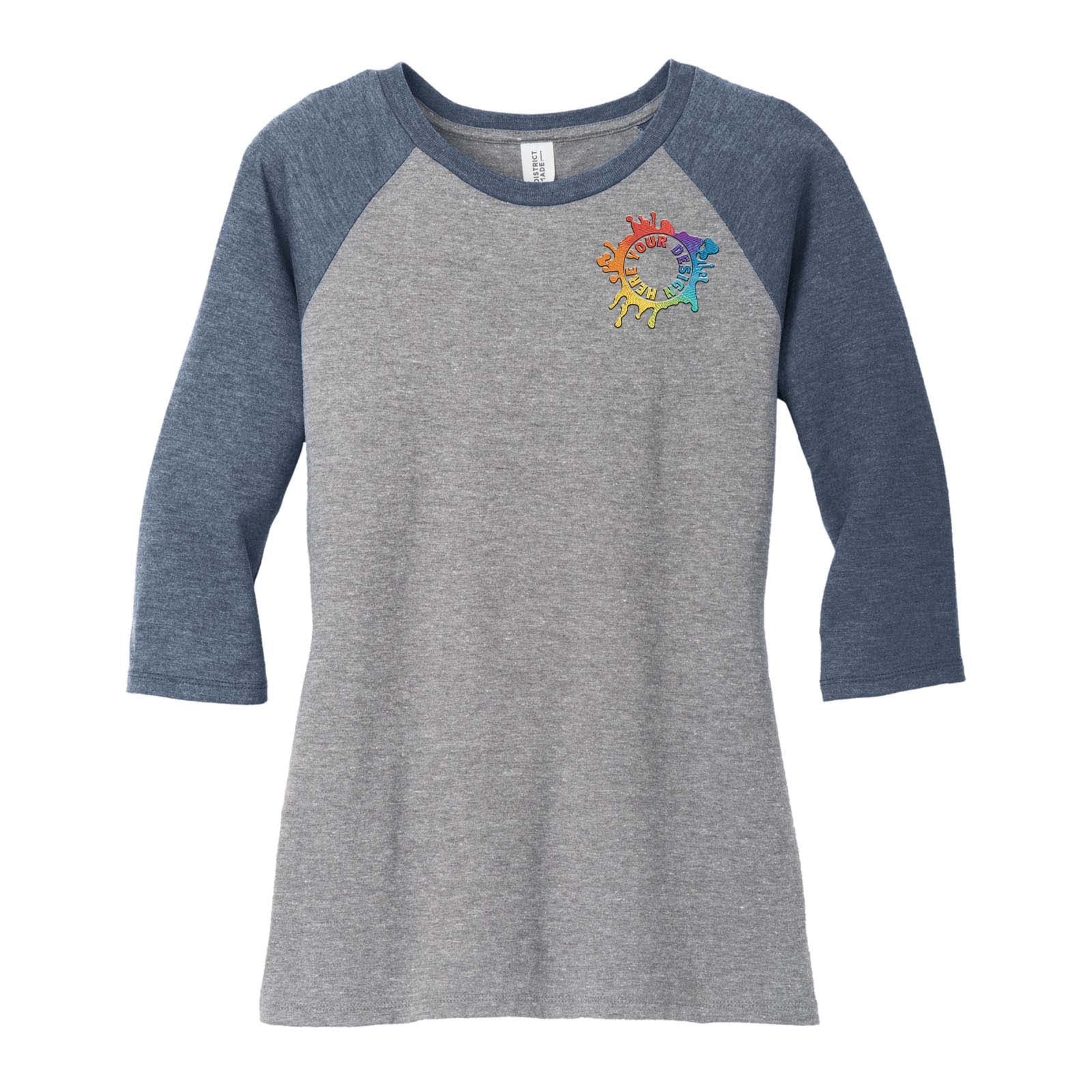 District ® Women's Perfect Tri ® 3/4 Sleeve Raglan Embroidery - Mato & Hash