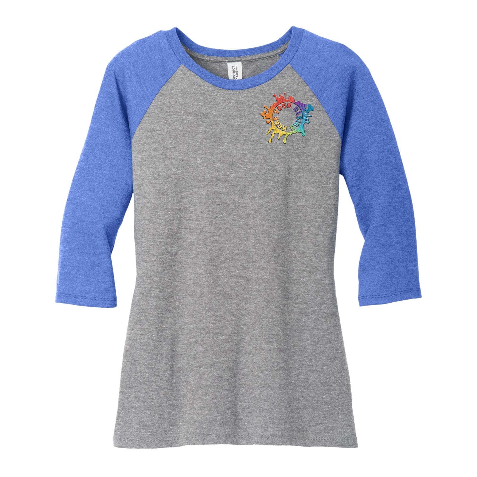 District ® Women's Perfect Tri ® 3/4 Sleeve Raglan Embroidery - Mato & Hash