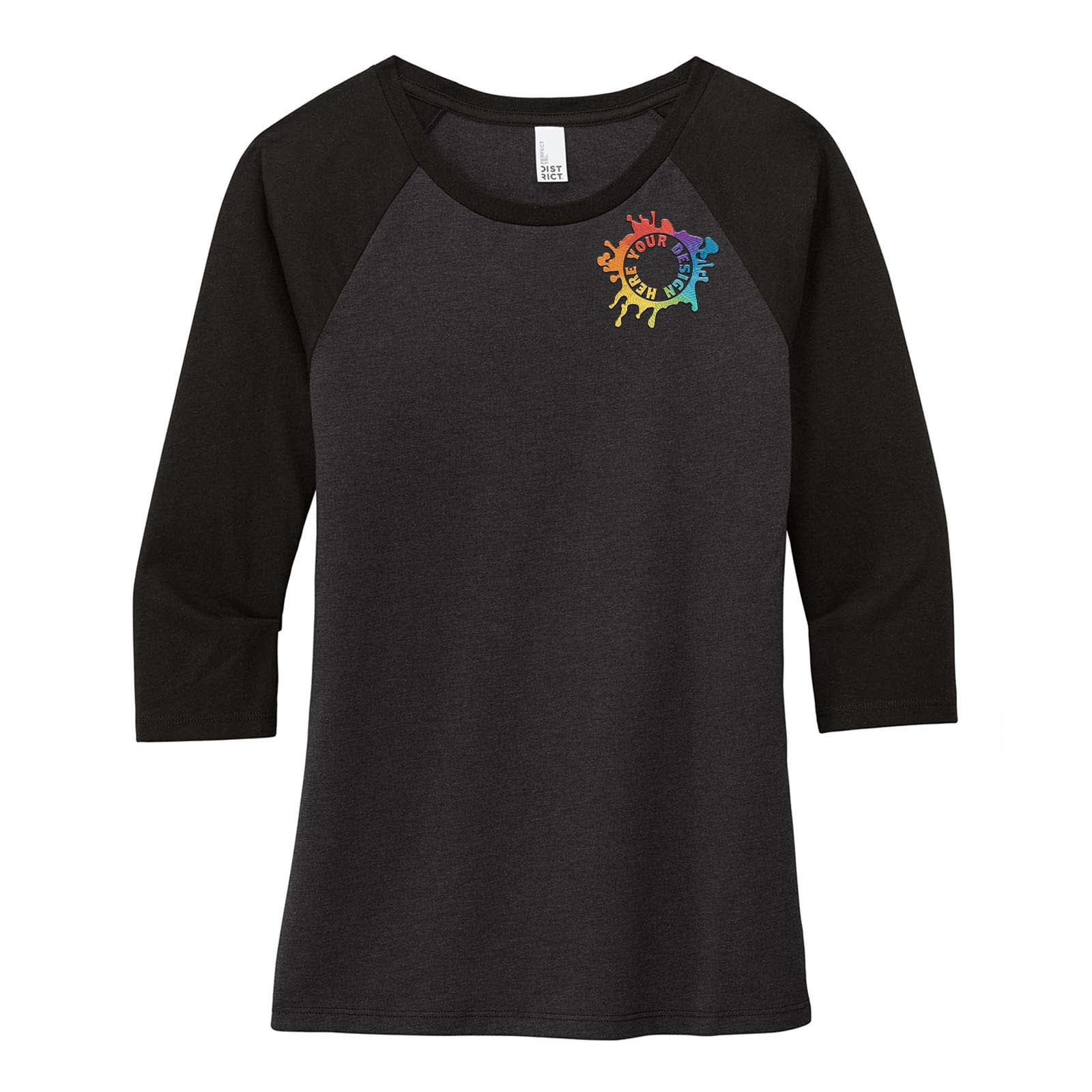 District ® Women's Perfect Tri ® 3/4 Sleeve Raglan Embroidery - Mato & Hash