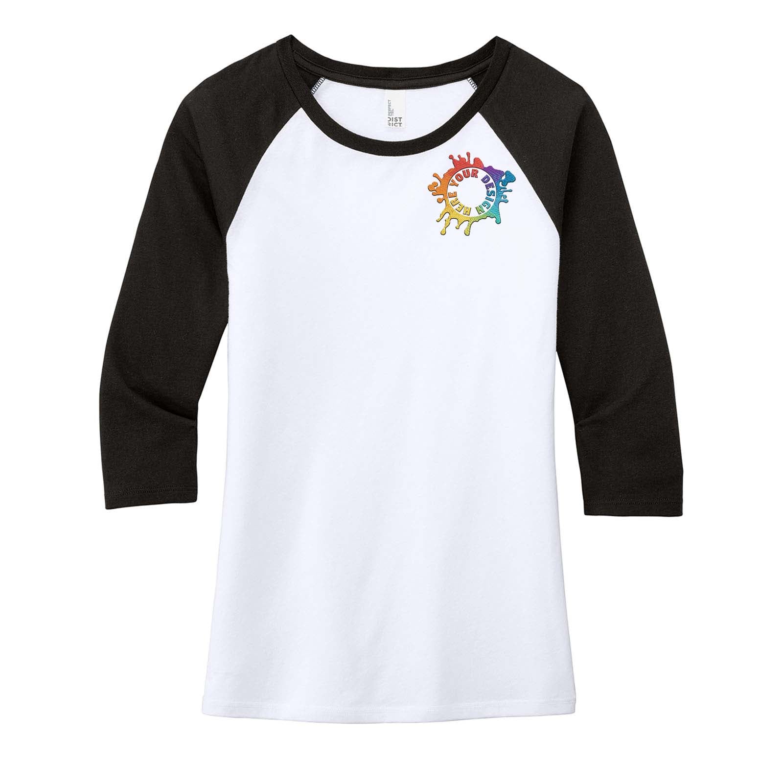 District ® Women's Perfect Tri ® 3/4 Sleeve Raglan Embroidery - Mato & Hash