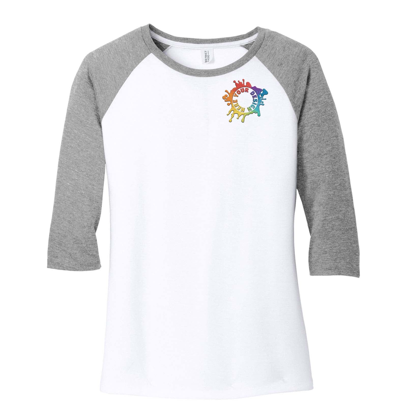 District ® Women's Perfect Tri ® 3/4 Sleeve Raglan Embroidery - Mato & Hash