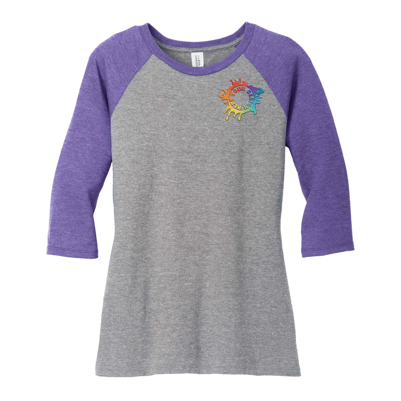 District ® Women's Perfect Tri ® 3/4 Sleeve Raglan Embroidery - Mato & Hash