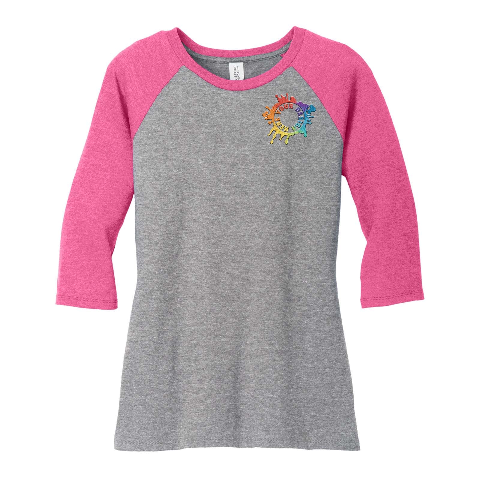 District ® Women's Perfect Tri ® 3/4 Sleeve Raglan Embroidery - Mato & Hash