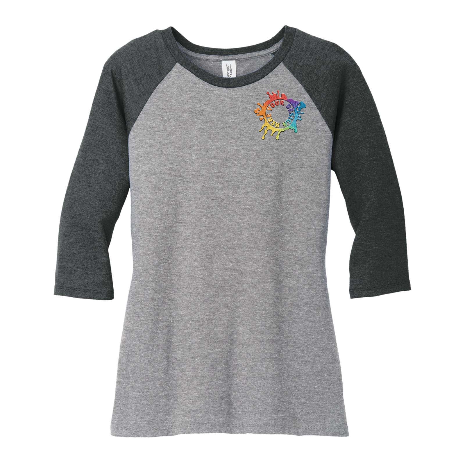 District ® Women's Perfect Tri ® 3/4 Sleeve Raglan Embroidery - Mato & Hash