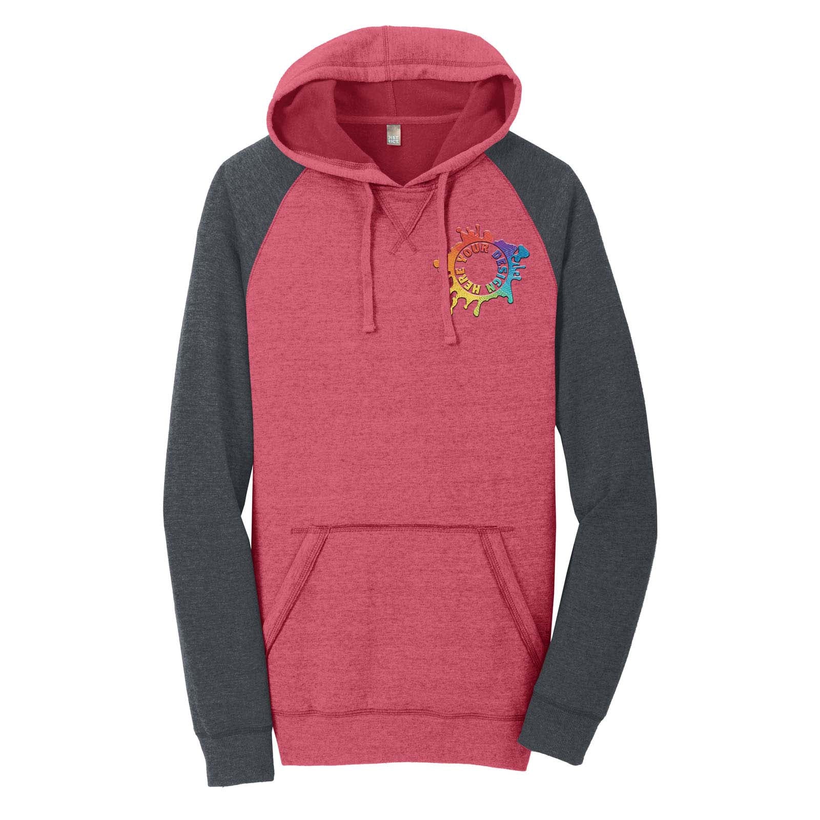 District ® Young Mens Lightweight Fleece Raglan Hoodie Embroidery - Mato & Hash